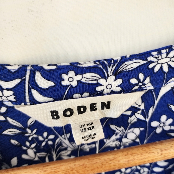 Boden Sofia Trim Jersey Blue Floral Midi Dress - Picture 8 of 13
